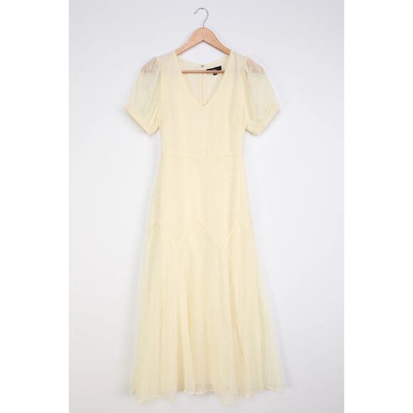 NWT Lulus | The Best Days Cream Swiss Dot Short Sleeve Maxi Dress | Size XL - Picture 1 of 13